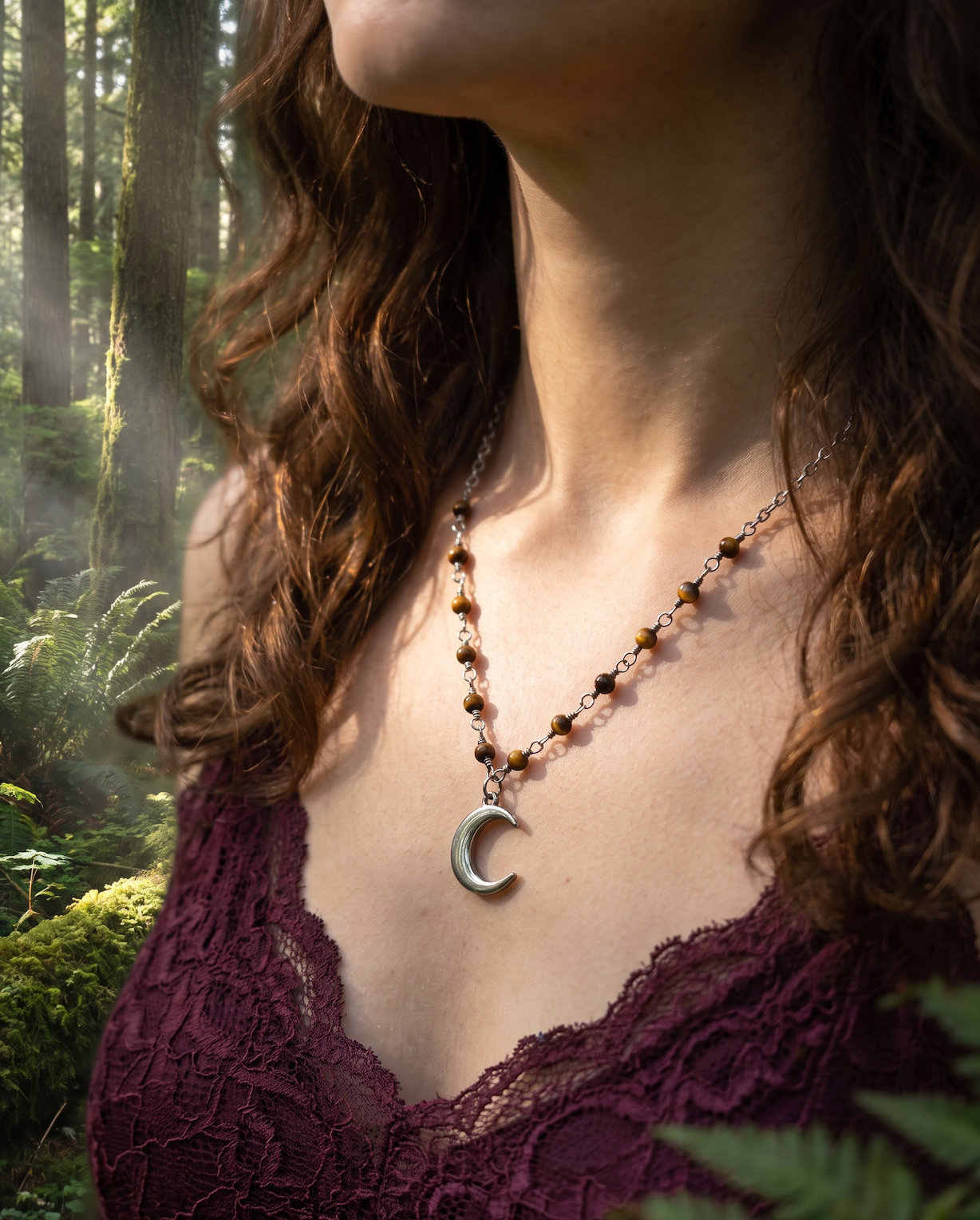 Moon | Tiger's Eye | Silver | Necklace