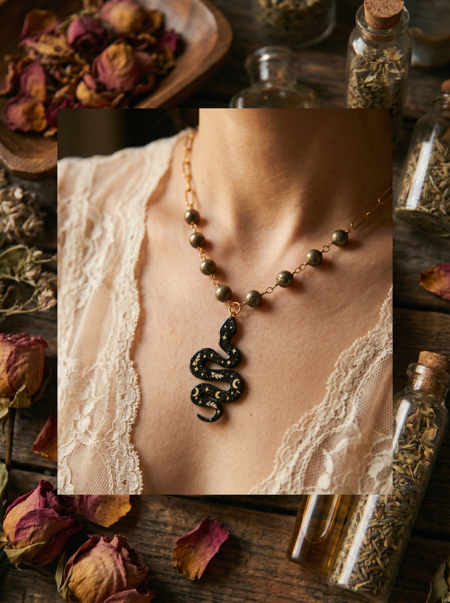 Snake | Pyrite | Gold | Necklace