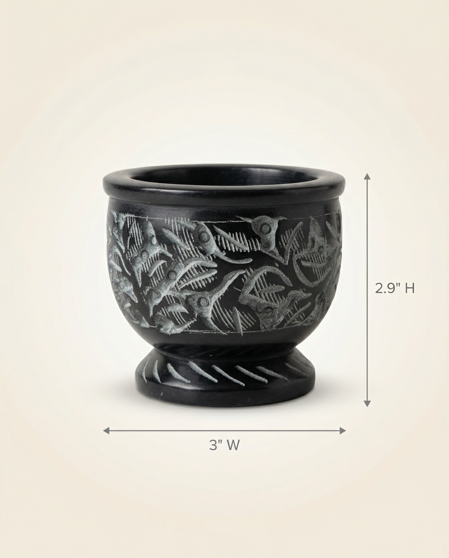 Mortar & Pestle Carved Flower