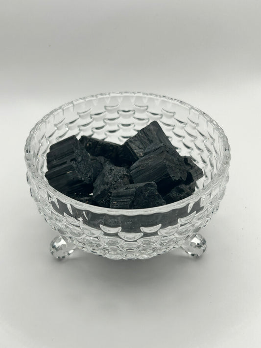 Raw black tourmaline specimen