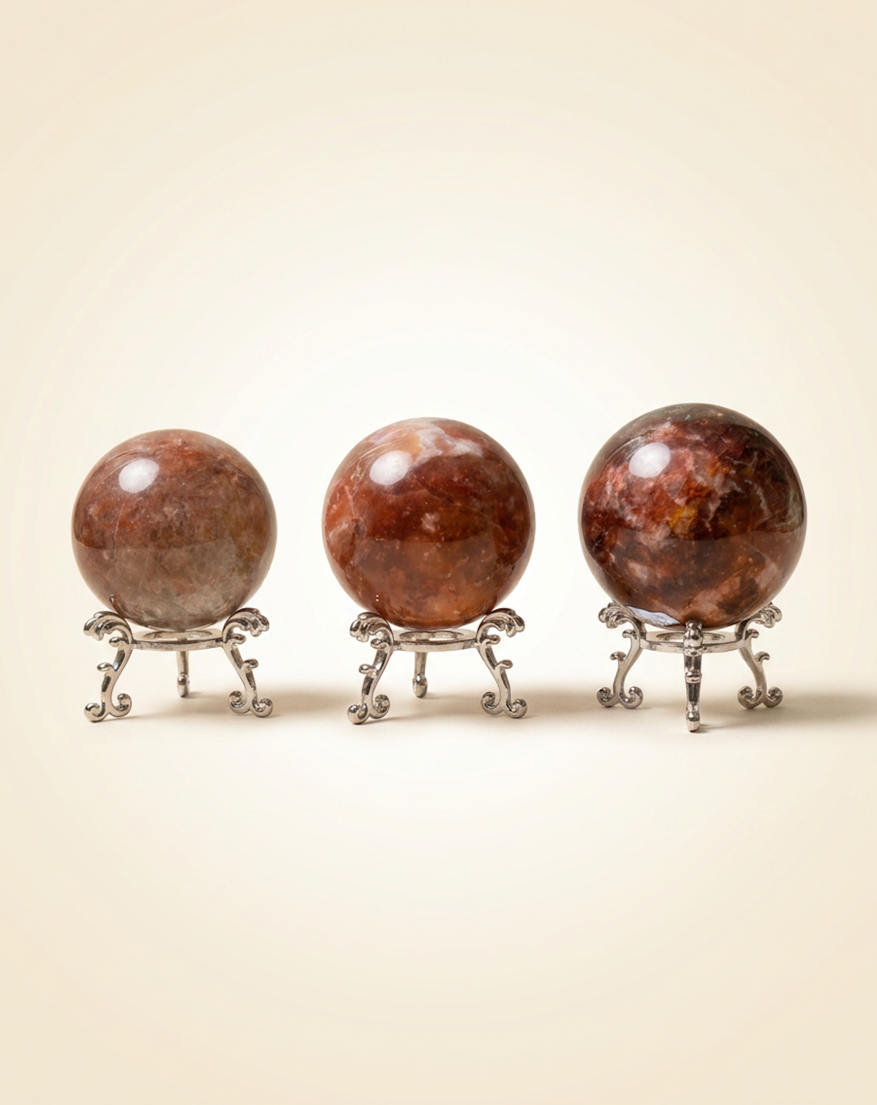 Fire Quartz mixed with Moonstone | Spheres