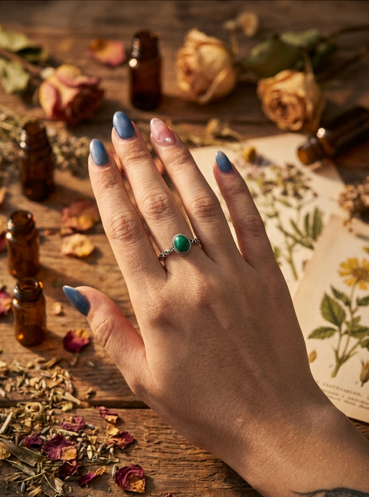 Malachite | Sterling Silver 925 | Adjustable Ring