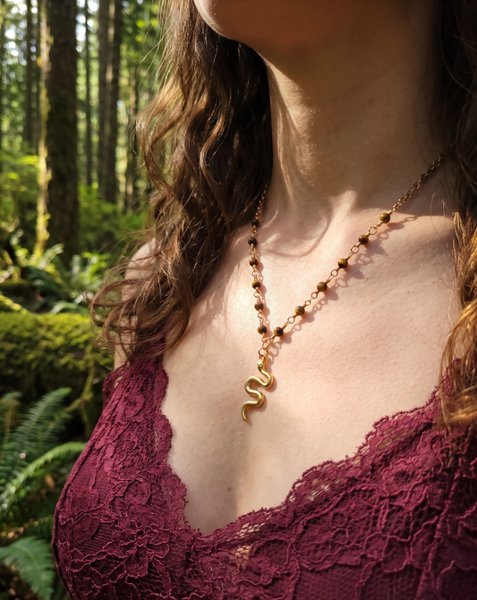 Snake | Tiger's Eye | Gold | Necklace