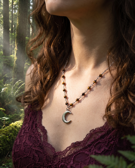 Moon | Tiger's Eye | Silver | Necklace