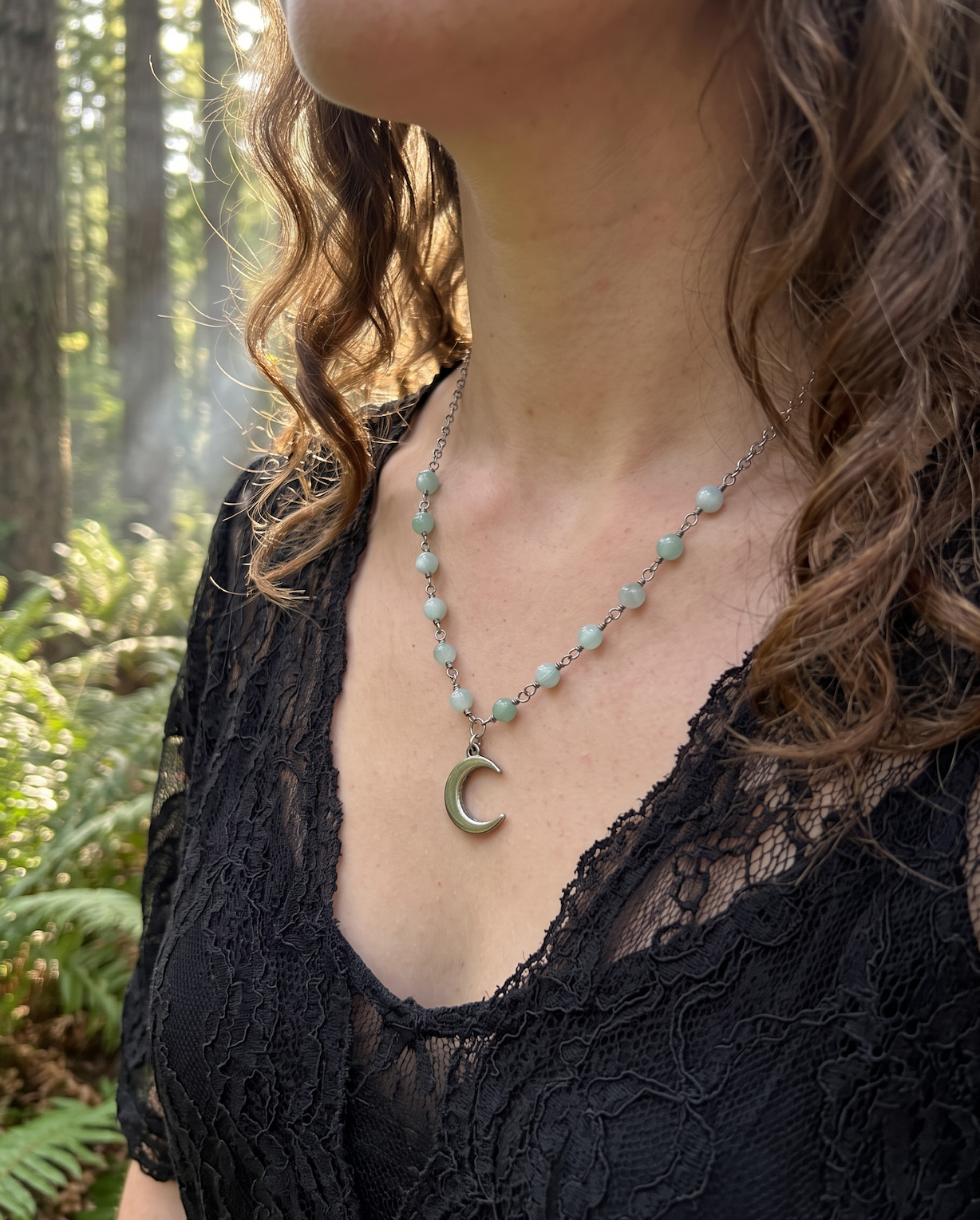 Moon | Green Moonstone | Silver | Necklace