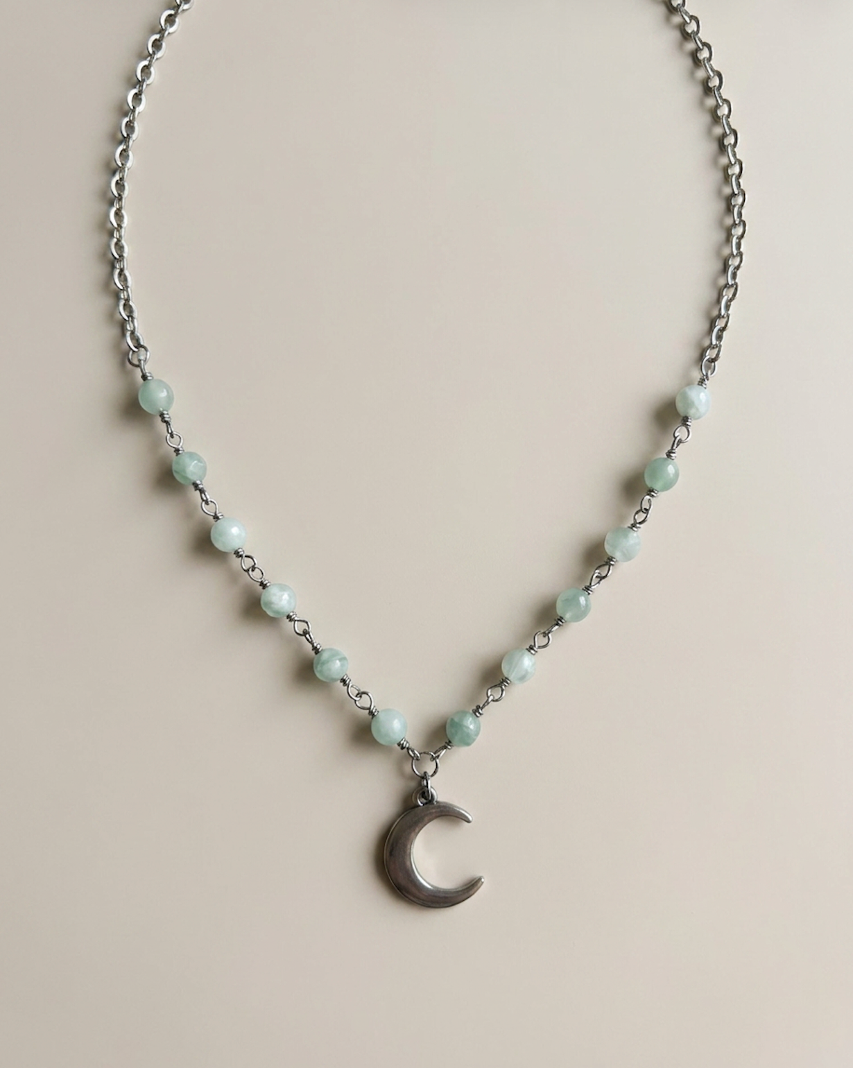 Moon | Green Moonstone | Silver | Necklace