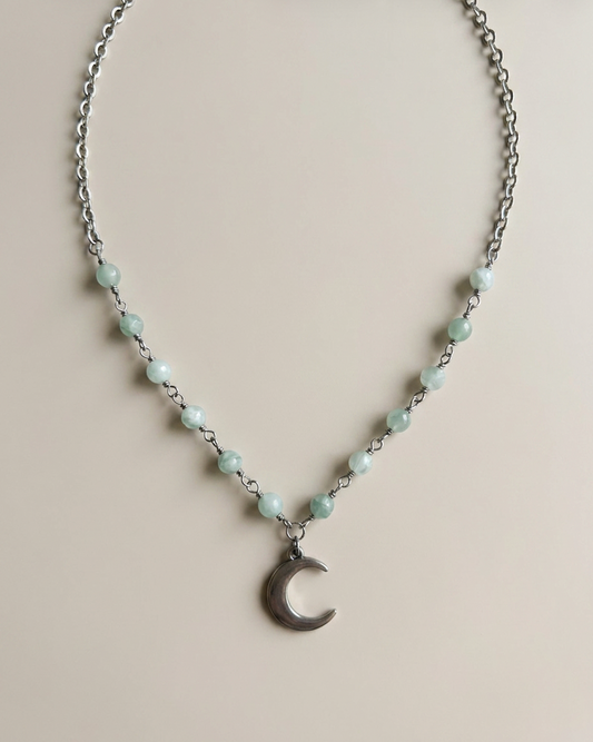 Moon | Green Moonstone | Silver | Necklace