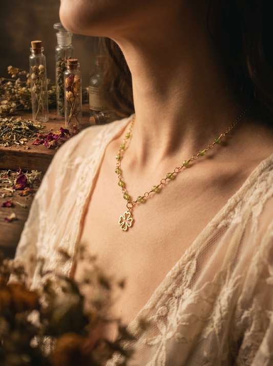 Peridot & Lucky Clover Necklace
