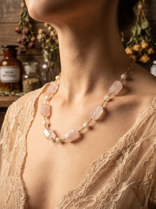 Moonstone & Rose Quartz Chunky Necklace