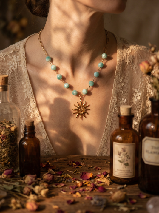 Angelite Sun Gold Necklace