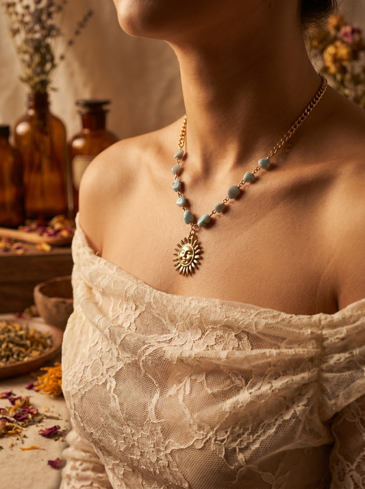 Larimar & Sun Gold Necklace