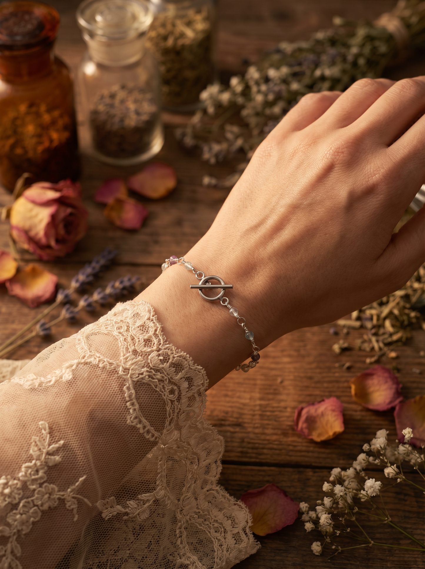 Bead Wire Silver Bracelet
