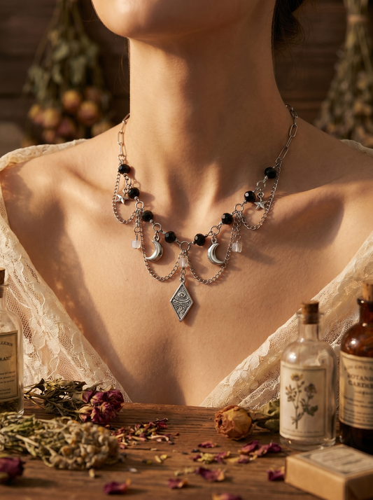 Silver Chain Moon Necklace