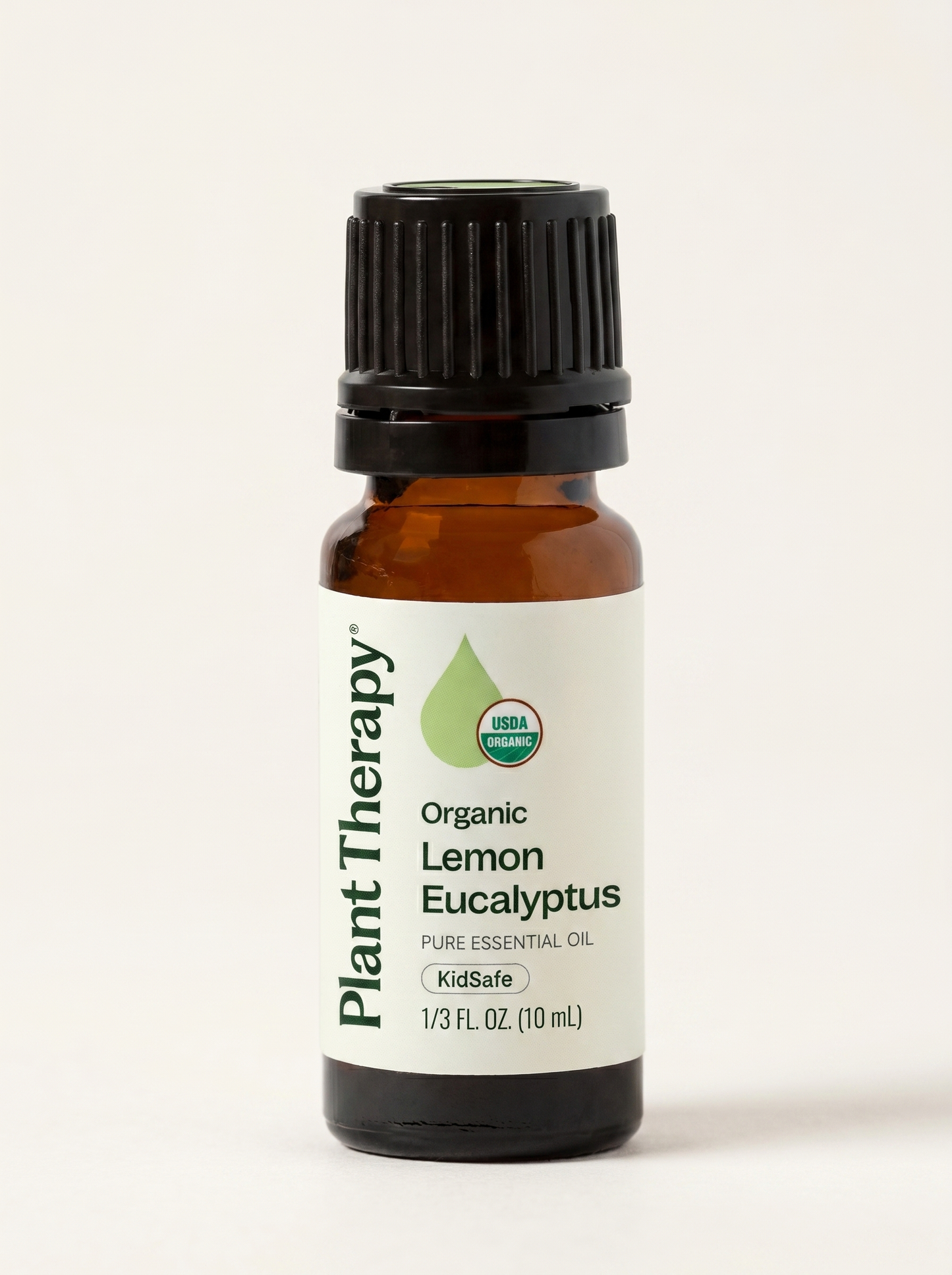Bottle of organic lemon eucalyptus essential oil