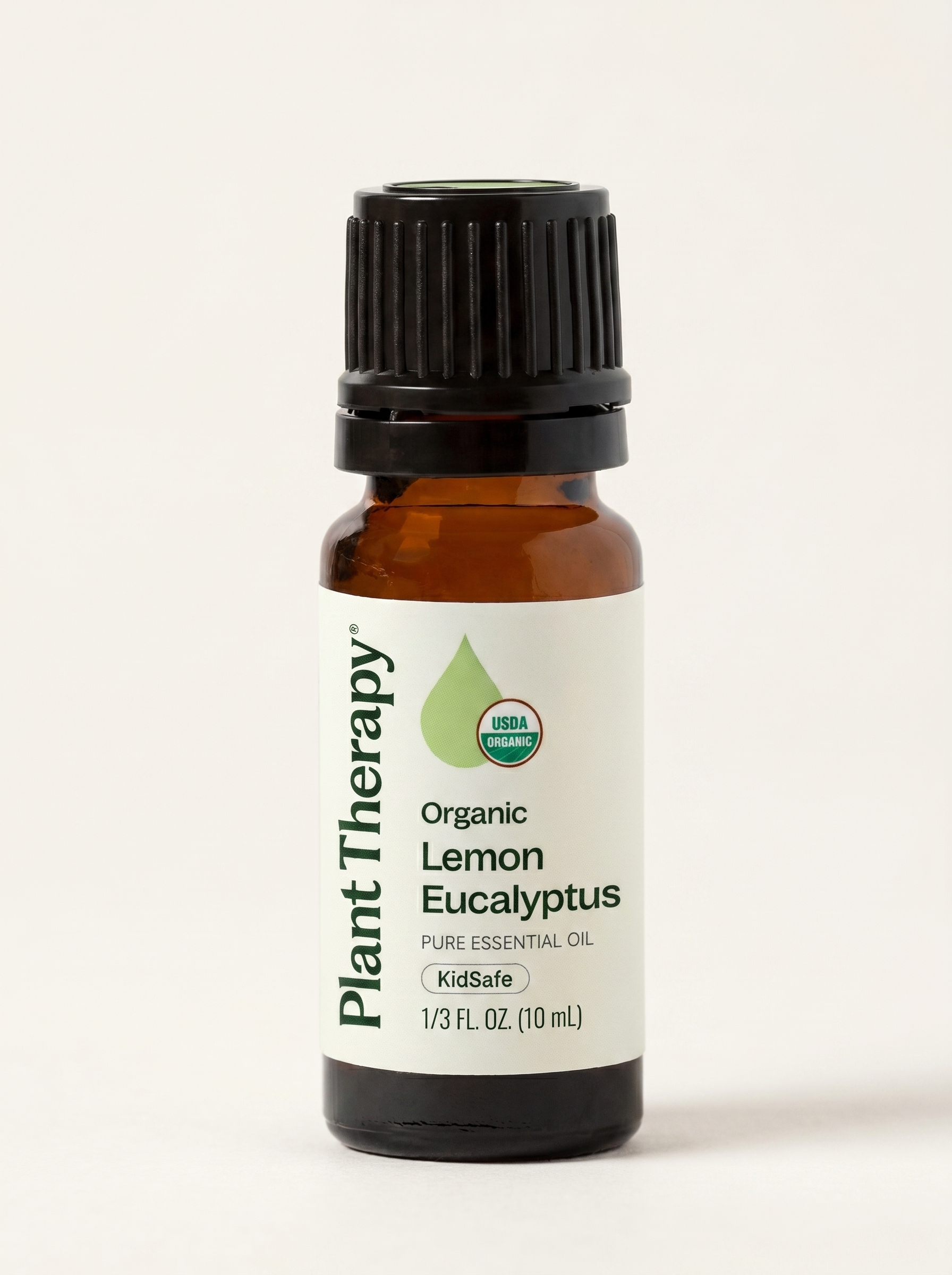 Bottle of organic lemon eucalyptus essential oil