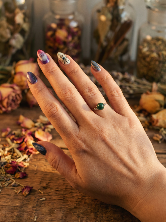 Malachite Silver Wire Ring