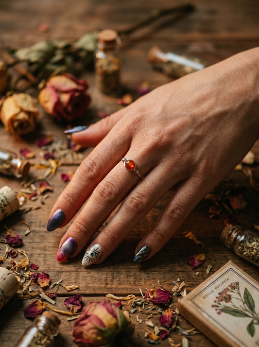 Carnelian Silver Wire Ring