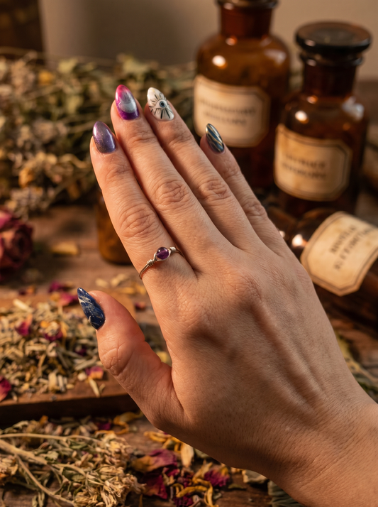 Amethyst Silver Wire Ring
