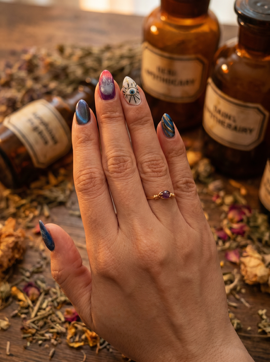 Amethyst Gold Wire Ring