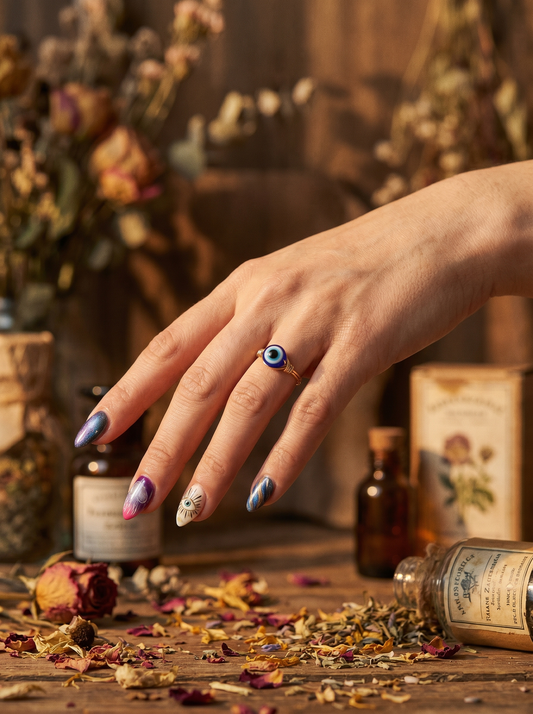 Evil Eye Gold Wire Ring