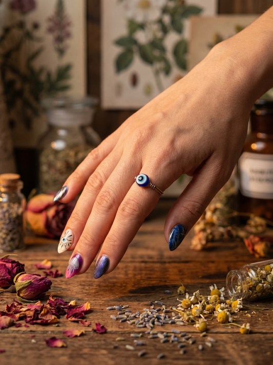 Evil Eye Silver Wire Ring