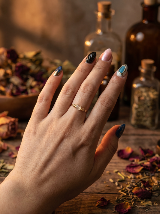 Clear Quartz Gold Wire Ring