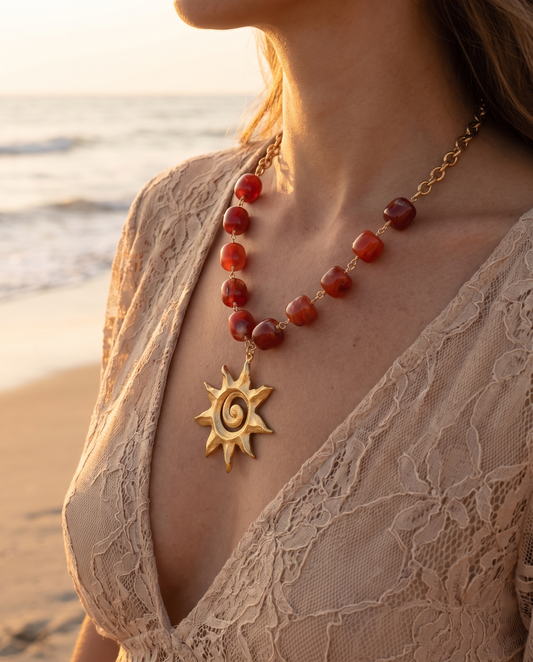 Sun | Carnelian | Gold | Necklace